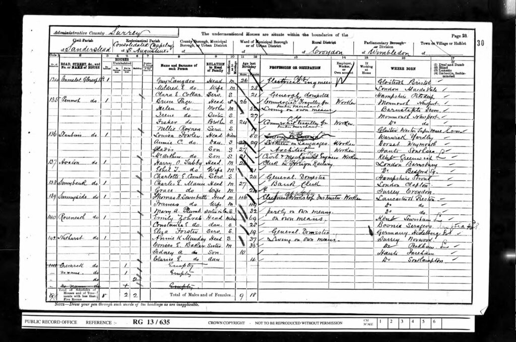 Clarissa Baker 1901 Census