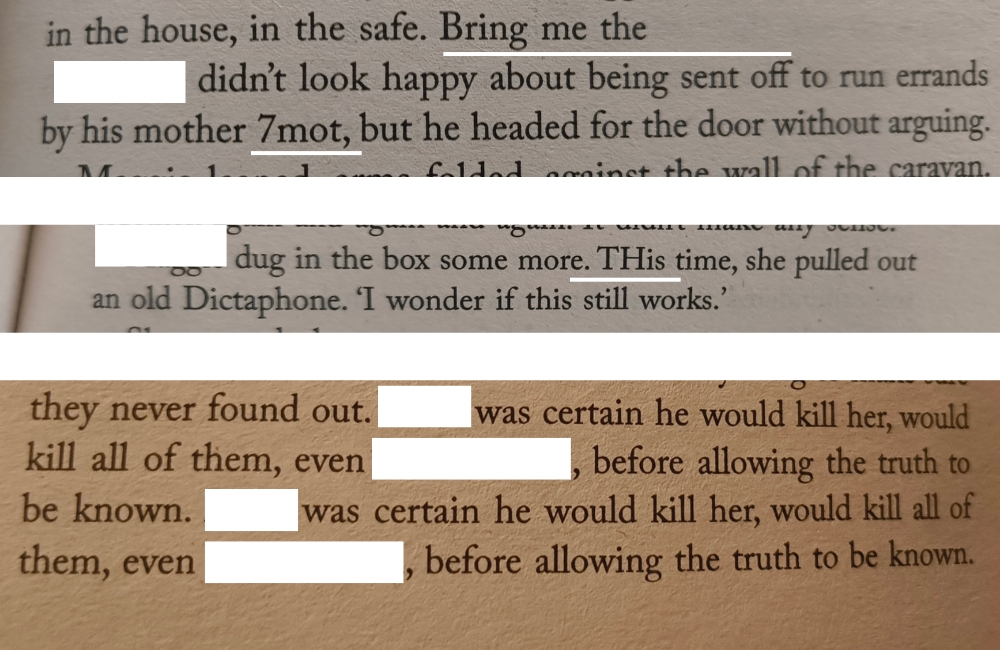 Examples of bad editing in the novel.