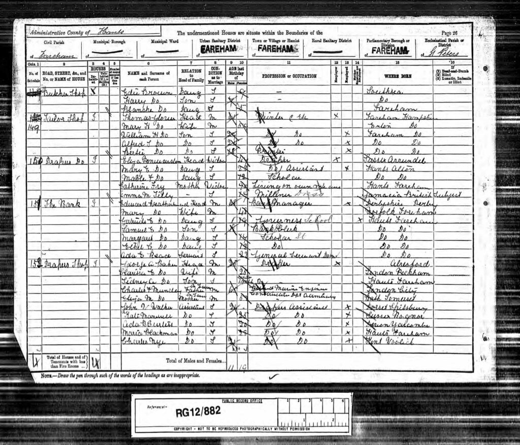 George Baker Census 1891