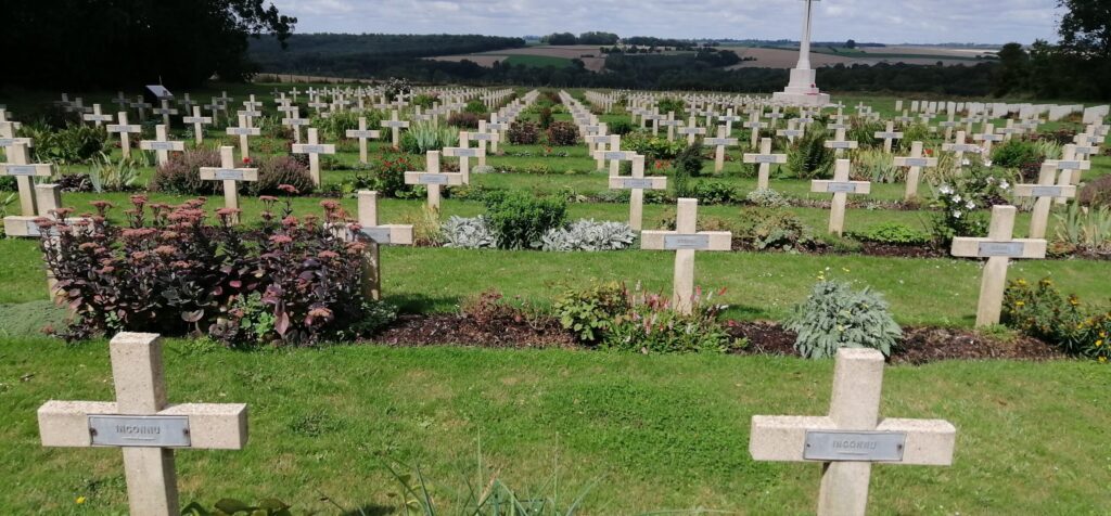 A field of graves: crosses marking the graves of unknown soldiers at Thiepval Memorial